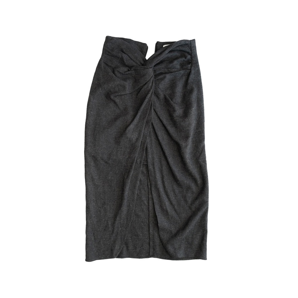 Zara Charcoal Knotted Midi Hi-low Skirt